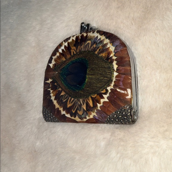 Vintage Kisslock Peacock Feather Change Purse - Picture 5 of 8